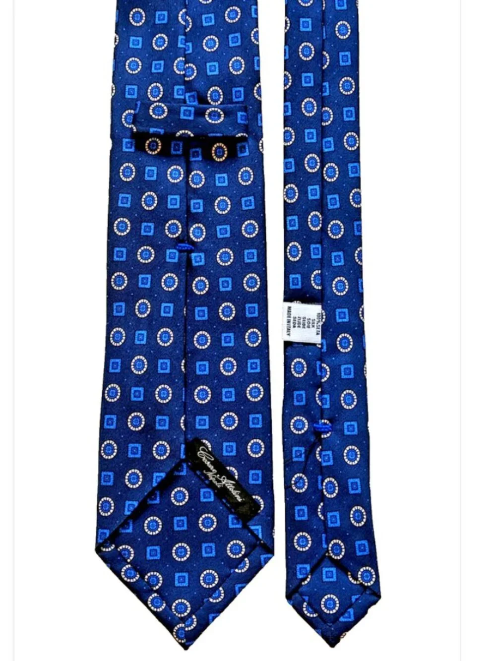 NWOT Cesare Attolini Napoli Geometric Navy Blue Men's Silk Tie 3.25